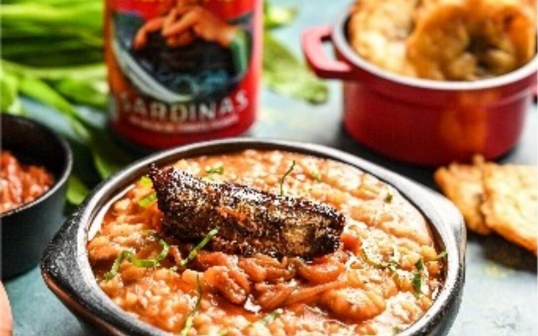 Guacho de arroz con sardina
