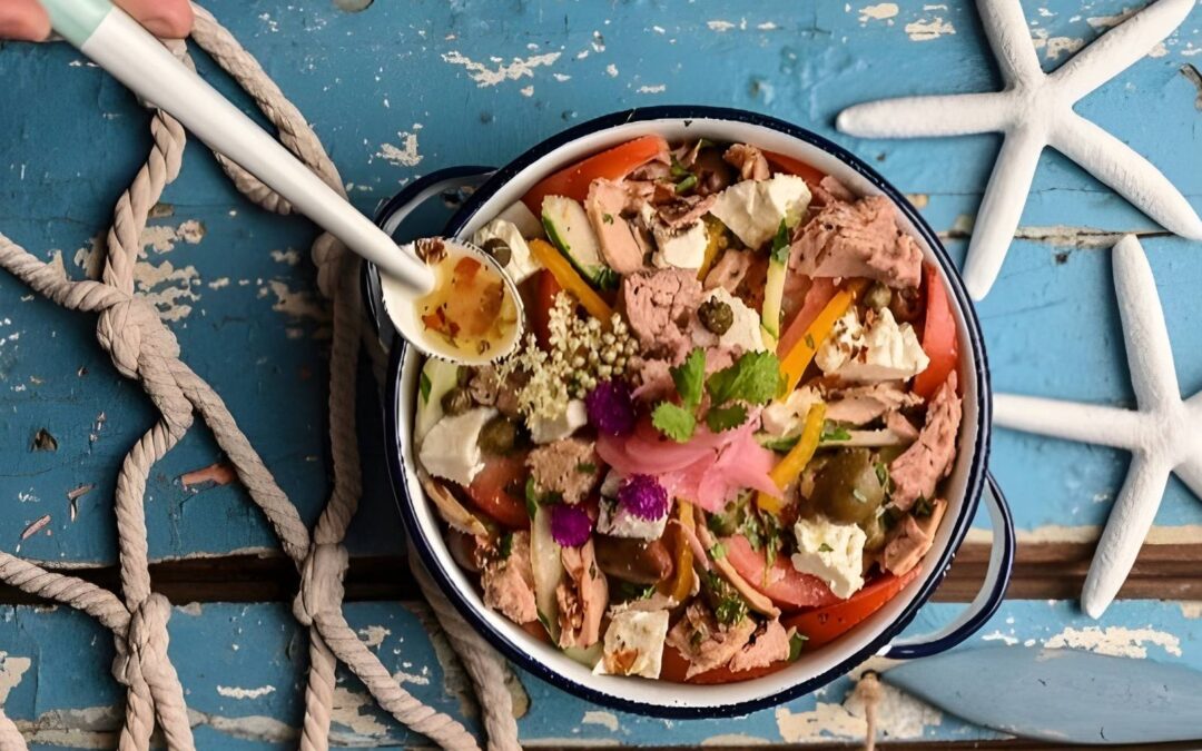 Ceviche de atún a la griega