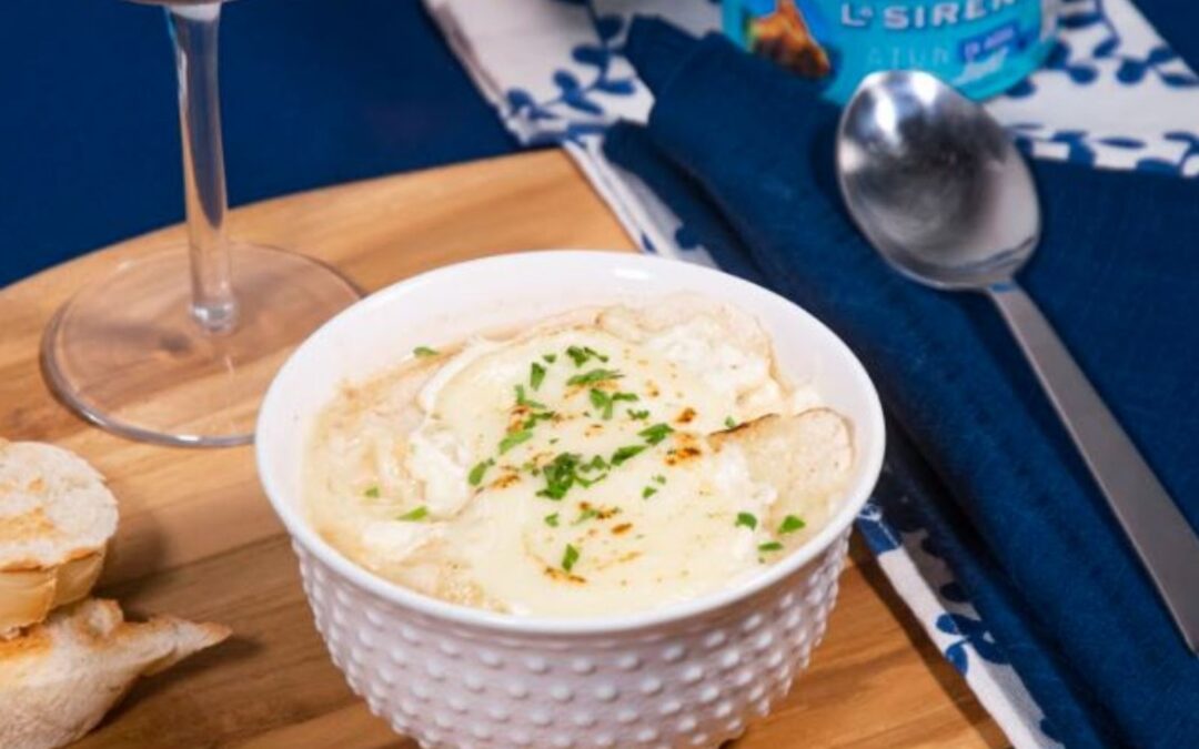 Crema de cebolla y atún